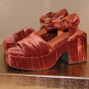 Chocolat Blu Velvet Platform Sandals in Rust